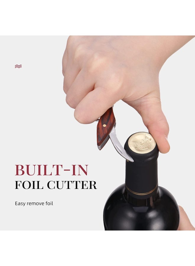 Wine Opener, Professional Waiters Corkscrew, With a Comfortable Rosewood Handle, Sharp Micro Serrated Knife, Red Wine Bottle Opener and Foil Cutter, for Servers and Bartenders  - Image 3