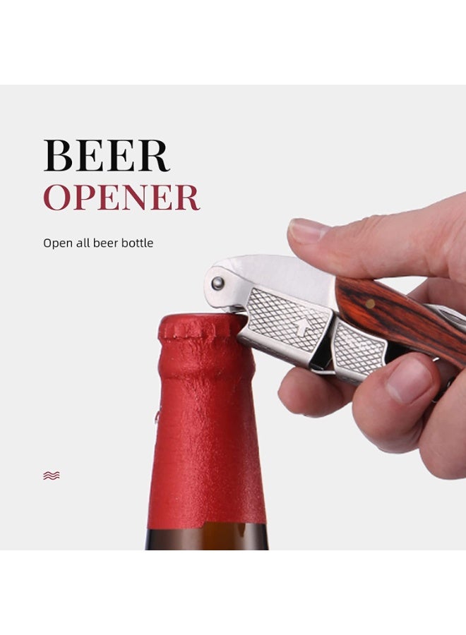 Wine Opener, Professional Waiters Corkscrew, With a Comfortable Rosewood Handle, Sharp Micro Serrated Knife, Red Wine Bottle Opener and Foil Cutter, for Servers and Bartenders  - Image 4