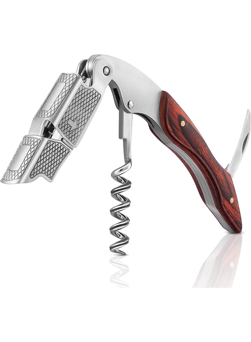 Wine Opener, Professional Waiters Corkscrew, With a Comfortable Rosewood Handle, Sharp Micro Serrated Knife, Red Wine Bottle Opener and Foil Cutter, for Servers and Bartenders  - Image 1