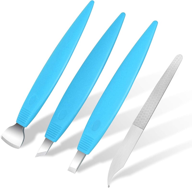 BEZOX Ingrown Toenail Removal Blades and Foot Callus Knife  3 Different Blades Pedicure Knives with Toenail Lifter and Thick Nail File  Blue