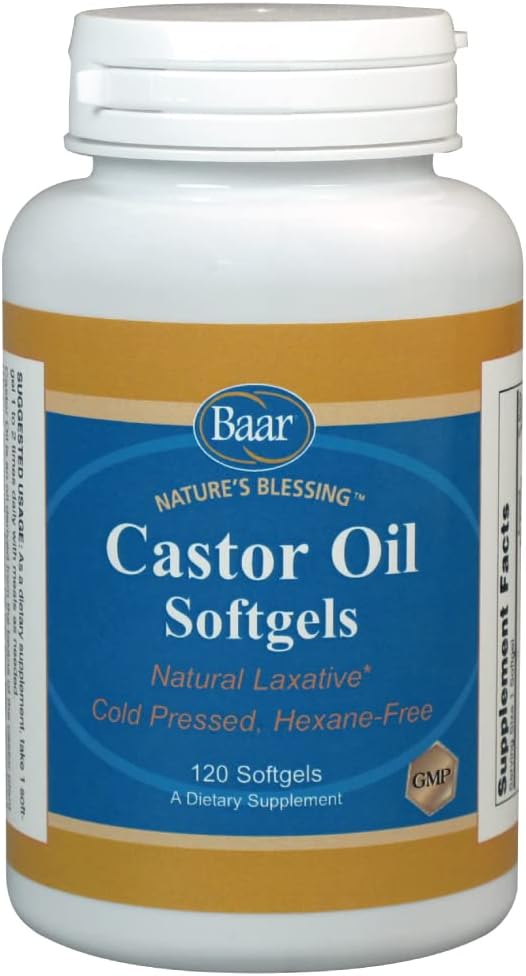 Baar Castor Oil Softgels Natural Laxative with Fennel Oil