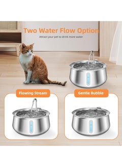 Generic Stainless Steel Pet Fountain, 4L/134Oz Cat Water Fountain, Dog Water Dispenser,Water Level Window and LED Light Ultra-Quiet Pump,Cat Dog Multiple  Automatic Pets Fountain for Drinking  - Image 3