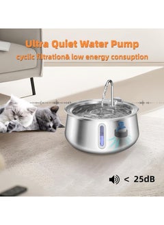 Generic Stainless Steel Pet Fountain, 4L/134Oz Cat Water Fountain, Dog Water Dispenser,Water Level Window and LED Light Ultra-Quiet Pump,Cat Dog Multiple  Automatic Pets Fountain for Drinking  - Image 5