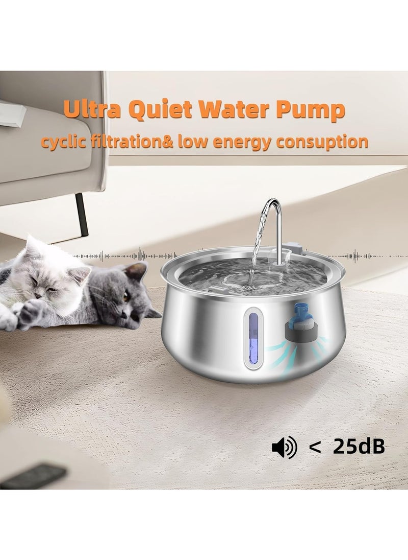 Generic - Stainless Steel Pet Fountain, 4L/134Oz Cat Water Fountain, Dog Water Dispenser,Water Level Window and LED Light Ultra-Quiet Pump,Cat Dog Multiple  Automatic Pets Fountain for Drinking - Image 1