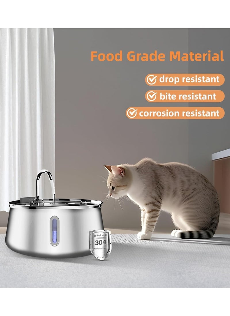 Generic - Stainless Steel Pet Fountain, 4L/134Oz Cat Water Fountain, Dog Water Dispenser,Water Level Window and LED Light Ultra-Quiet Pump,Cat Dog Multiple  Automatic Pets Fountain for Drinking - Image 1