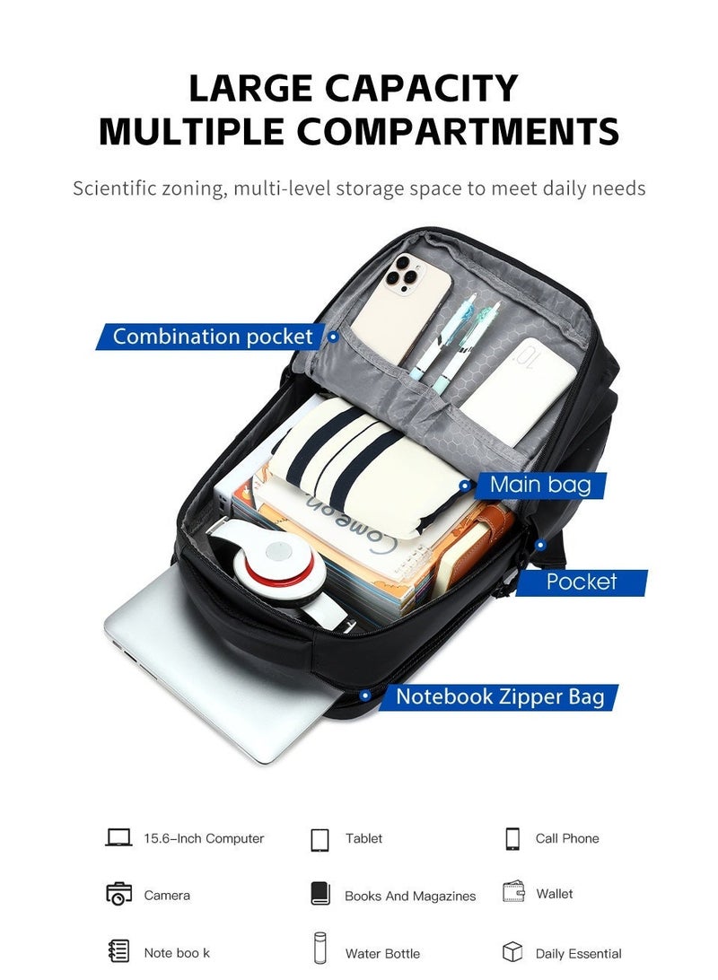 RAHALA RAL816 Fashionable Laptop Backpack (15.6") - Slim Design, Waterproof with USB Charging Port - Perfect for Work, Travel, and College - Image 4