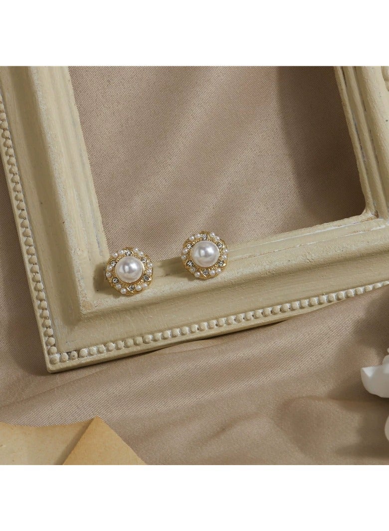 Goolsky أقراط لؤلؤ بسيطة - دبابيس فضة استرلينية 925، مجوهرات أنيقة يومية حلوة ومتعددة الاستخدامات، ملابس رسمية/غير رسمية - Image 2