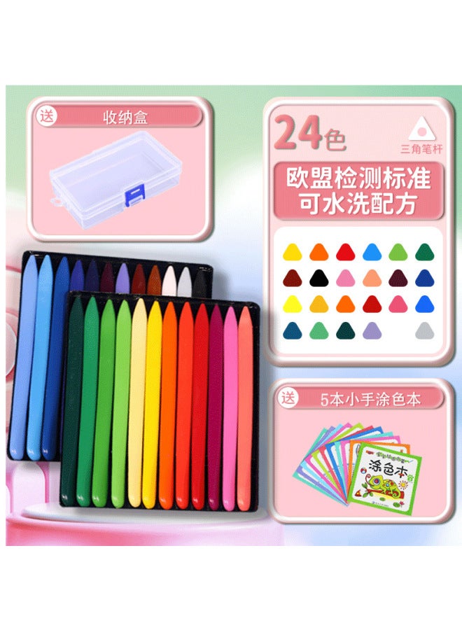 mriya Children's Non-dirty Hand Crayon 36 Color Triangle Plastic Wax Brush Kindergarten Painting Oil Painting Stick Color Brush Washable - Image 1