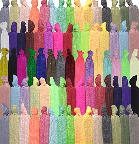 79STYLE 100Pcs No Crease Hair Ties For Women Fabric Hair Ties Cloth Ribbon Hair Scrunchies Knotted Ponytail Holders Yoga Twist Flat Hair Bands Bulk Elastic Hair Ties Bracelet Grils Mutil20Colors