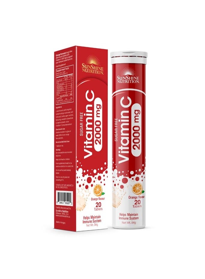 Sunshine Nutrition Vitamin C 2000mg Orange Flavor Effervescent Tablets (20 Tablets)