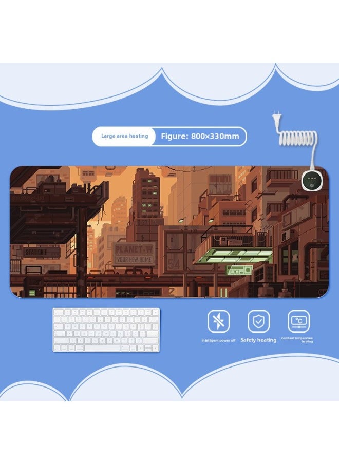 Pixel Wind Heating Heating Pad Warm Table Mat Office Computer Desktop Heating Mouse Pad-Color:800x330mm-Pattern:Jr-pixel Style 119  - Image 1