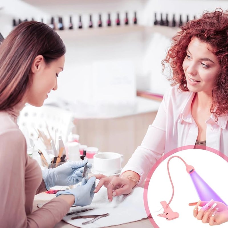 3 Pack Pink Clip On Nail Desk Lamps Adjustable Gooseneck USB Light For Gel Curing - Image 4