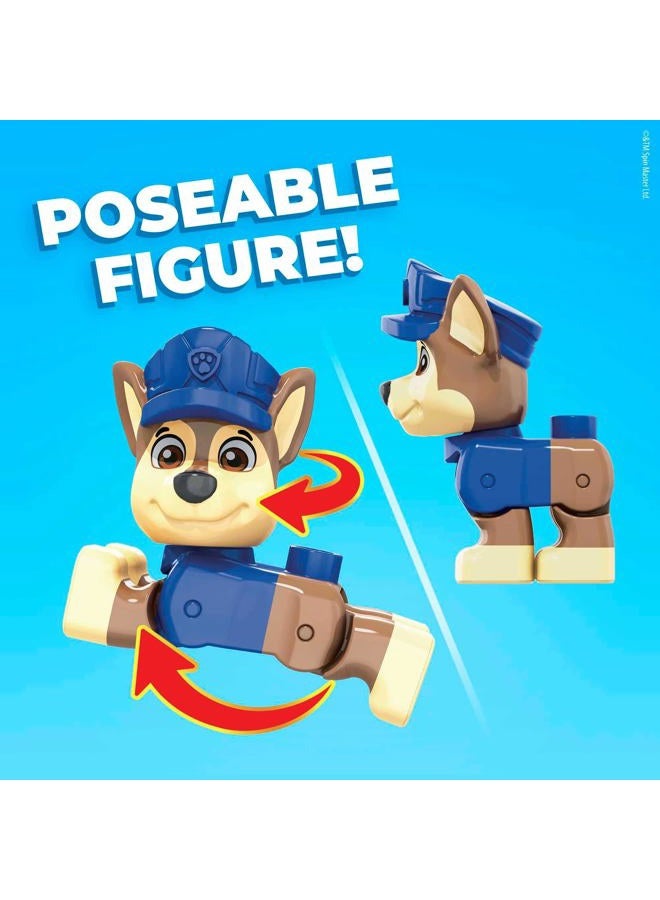 Mega Bloks PAW Patrol Chase's Police Car Building Set, 10 building blocks and special pieces with 1 Chase figure, pylon cone and rolling wheelbase, toy gift set ages 3-5 - Image 3