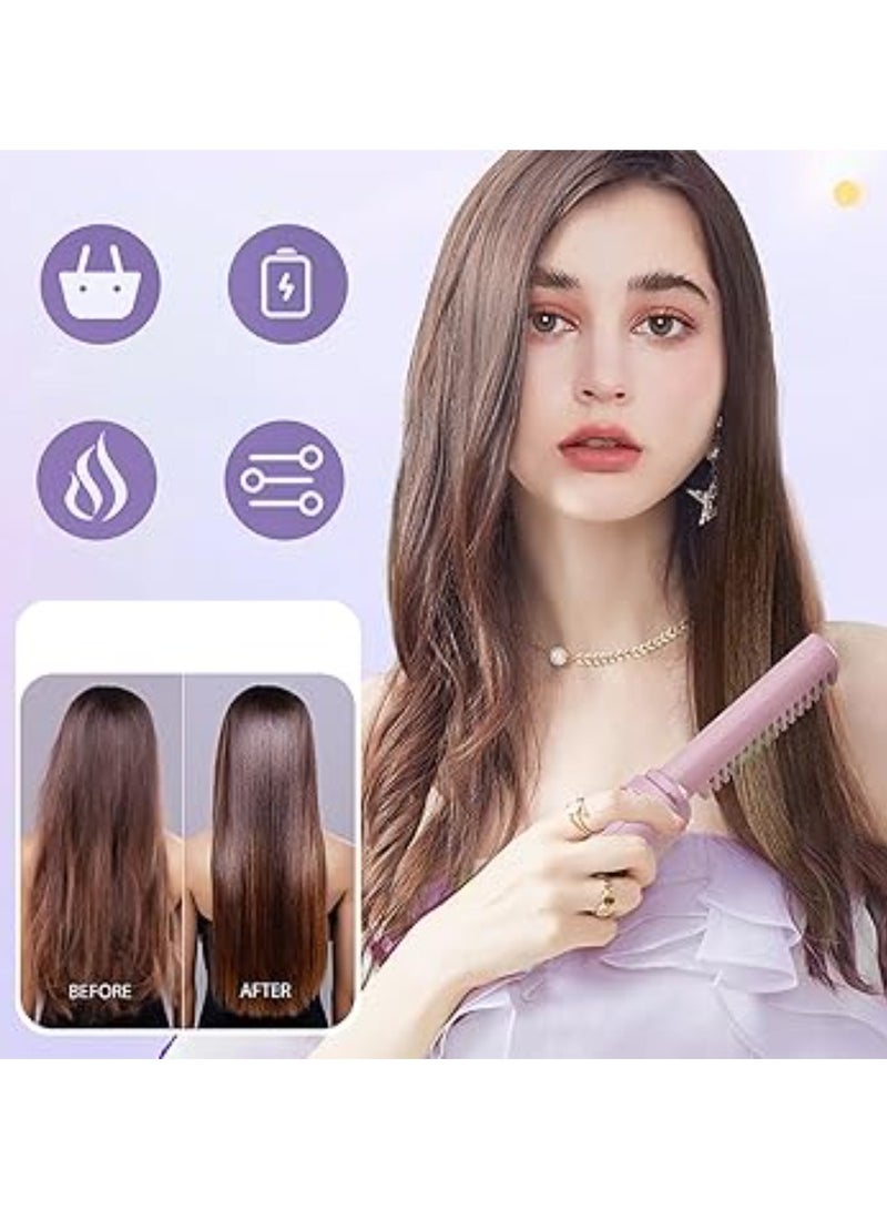 دريمزون مكواة فرد الشعر الصغيرة القابلة لإعادة الشحن، مكواة فرد الشعر المحمولة اللاسلكية، مكواة فرد الشعر الكهربائية الساخنة، فرشاة تمليس الشعر بالأيونات السالبة، مكواة - Image 2