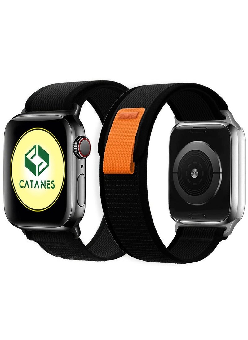 CATANES - Apple Watch Trail Band 38mm 40mm 41mm Nylon Woven Sport Strap for iWatch Series Ultra/8/7/SE/6/5/4/3/2/6 Black - Image 1