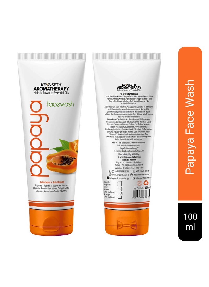 KEYA SETH AROMATHERAPY, DEVICE OF DROP Keya Seth Aromatherapy Papaya Facewash Papaya Extract  Vit E Enriched Mild Foaming SLS Free Gentle Cleanser Brightening  Anti Blemish 100ml  - Image 2