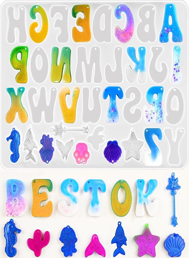 ZQYSING Alphabet Resin Molds with Hole, Reversed Alphabet Silicone Molds for Epoxy Resin, Letter Resin Molds for Keychain Jewelry Pendant Making - Image 1