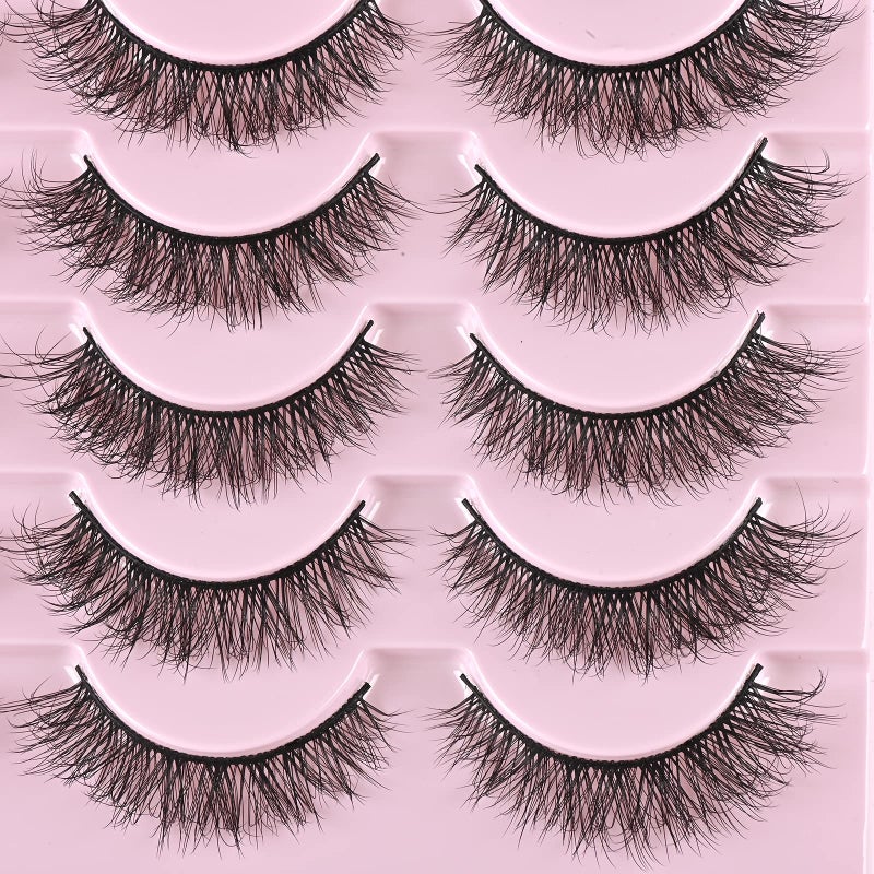 FARRED Natural Lashes Short Eyelashes Wispy False Mink Lash Pack 14 Pair Natural Look Fluffy Cat Eye Strip Eyelash Small Fake Lashes Full PestaÃ±as Sets for MUA and Beginners Daily Makeup (F1 | 8-14mm) - Image 4