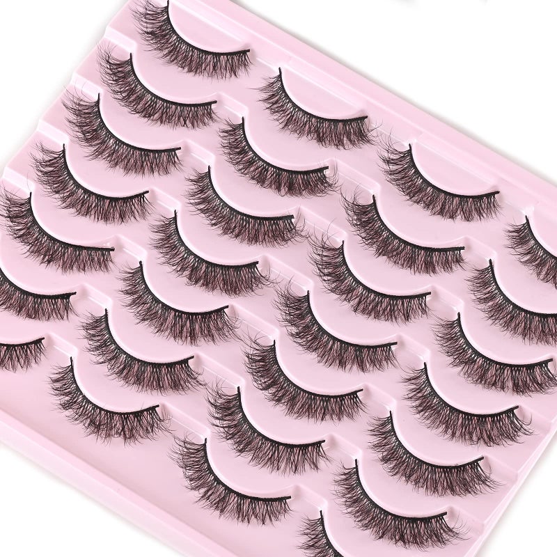 FARRED Natural Lashes Short Eyelashes Wispy False Mink Lash Pack 14 Pair Natural Look Fluffy Cat Eye Strip Eyelash Small Fake Lashes Full PestaÃ±as Sets for MUA and Beginners Daily Makeup (F1 | 8-14mm) - Image 5