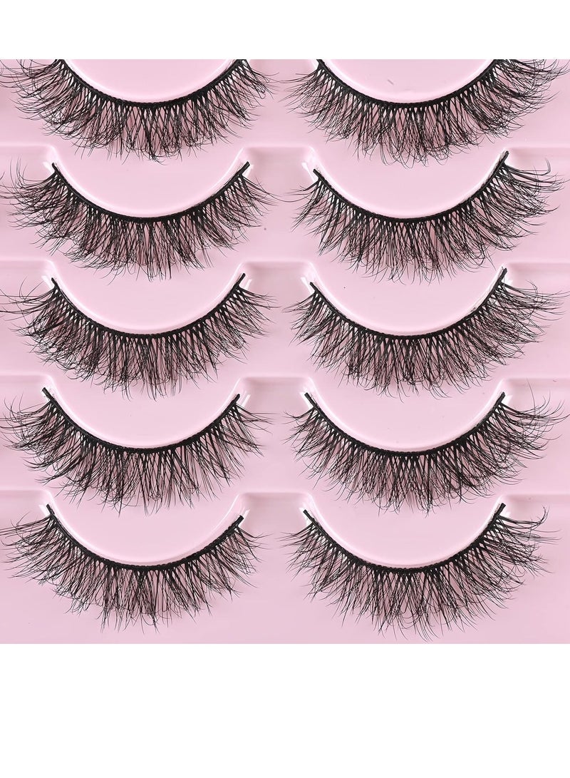 FARRED FARRED Natural Lashes Short Eyelashes Wispy False Mink Lash Pack 14 Pair Natural Look Fluffy Cat Eye Strip Eyelash Small Fake Lashes Full Pestañas Sets for MUA and Beginners Daily Makeup (F1 | 8-14mm) - Image 2