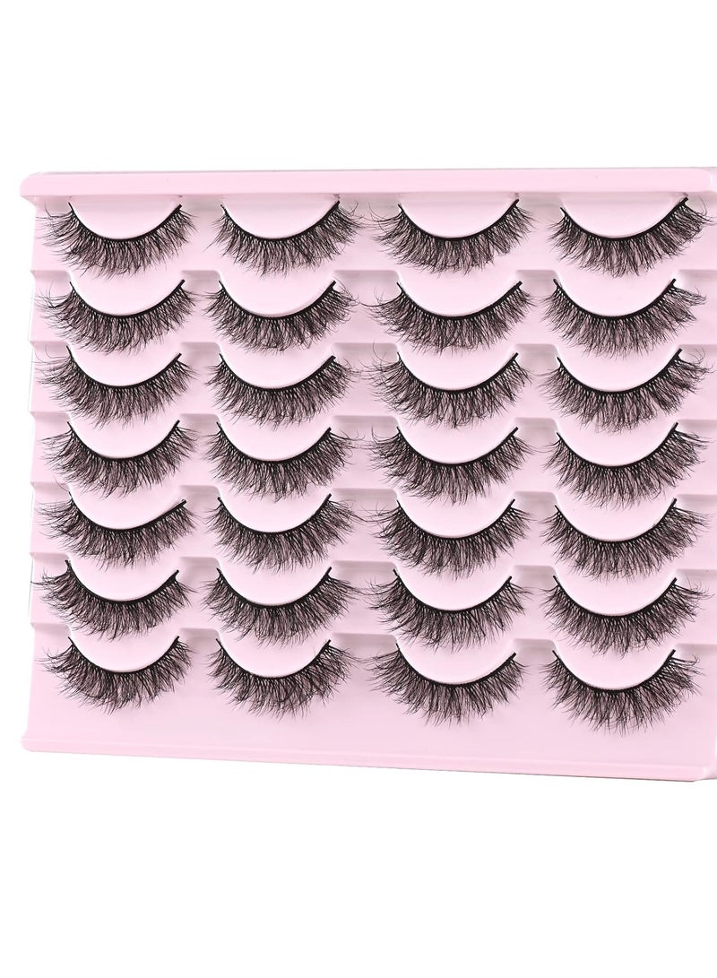 FARRED FARRED Natural Lashes Short Eyelashes Wispy False Mink Lash Pack 14 Pair Natural Look Fluffy Cat Eye Strip Eyelash Small Fake Lashes Full Pestañas Sets for MUA and Beginners Daily Makeup (F1 | 8-14mm) - Image 4