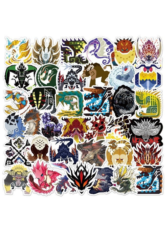 50-Piece Monster Hunter Stickers,Waterproof Unrepeated Cartoon Stickers for Laptop,Skateboard, Water Bottles,Computer,Phone,Guitar, Stickers for Kids Teens Adult  - Image 1