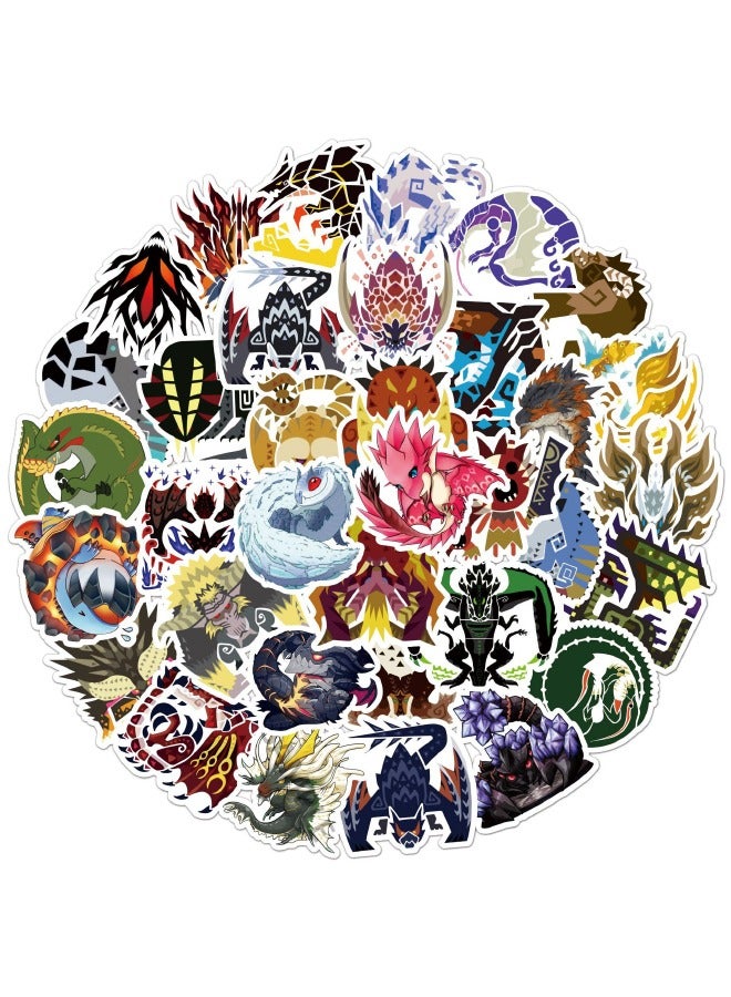 50-Piece Monster Hunter Stickers,Waterproof Unrepeated Cartoon Stickers for Laptop,Skateboard, Water Bottles,Computer,Phone,Guitar, Stickers for Kids Teens Adult  - Image 3