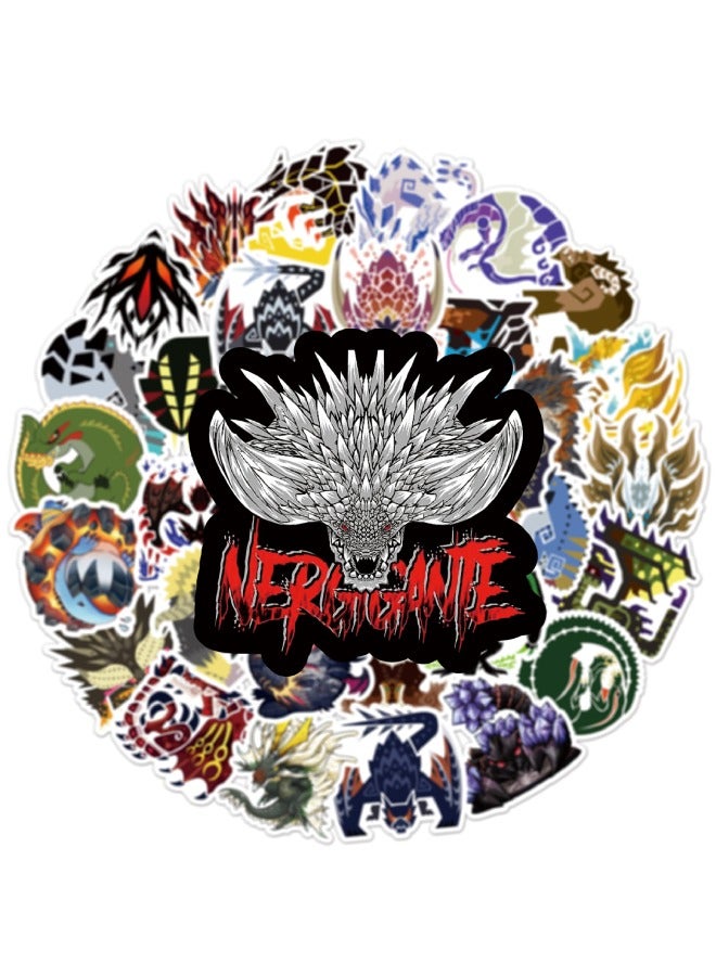 50-Piece Monster Hunter Stickers,Waterproof Unrepeated Cartoon Stickers for Laptop,Skateboard, Water Bottles,Computer,Phone,Guitar, Stickers for Kids Teens Adult  - Image 5