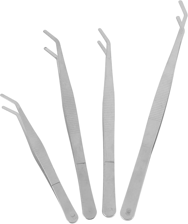 4Pcs Stainless Steel Long Hand Tweezers For Garden Pruning Bonsai Care And Crafts - Image 1