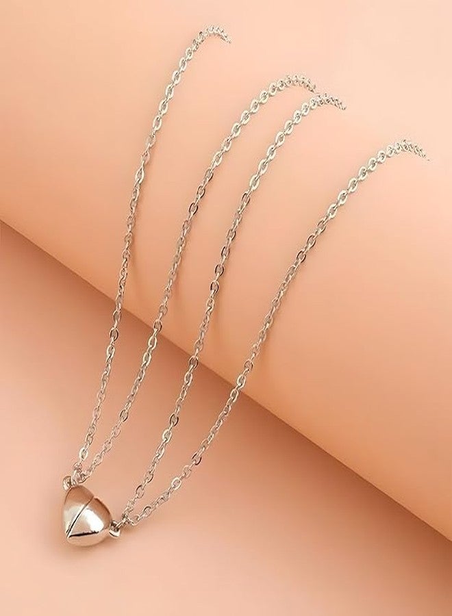 BEAUTIVIA Magnetic Heart Pendant Necklace & Bracelet Combo Set for Couples | Stainless Steel Matching Set | Necklace & Bracelet Set for Men & Women - Image 4