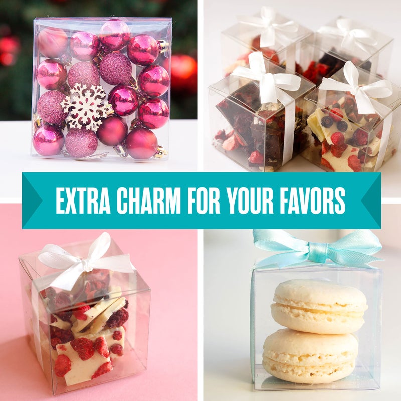 Houseables Clear Boxes for Treats, Clear Treat Boxes, Party Favor Containers, Plastic Gift Containers, 3x3x3, 50 Pack, Cajas Transparentes para Regalos, Transparent Packaging, for Gifts, Candy, Cookie - Image 4