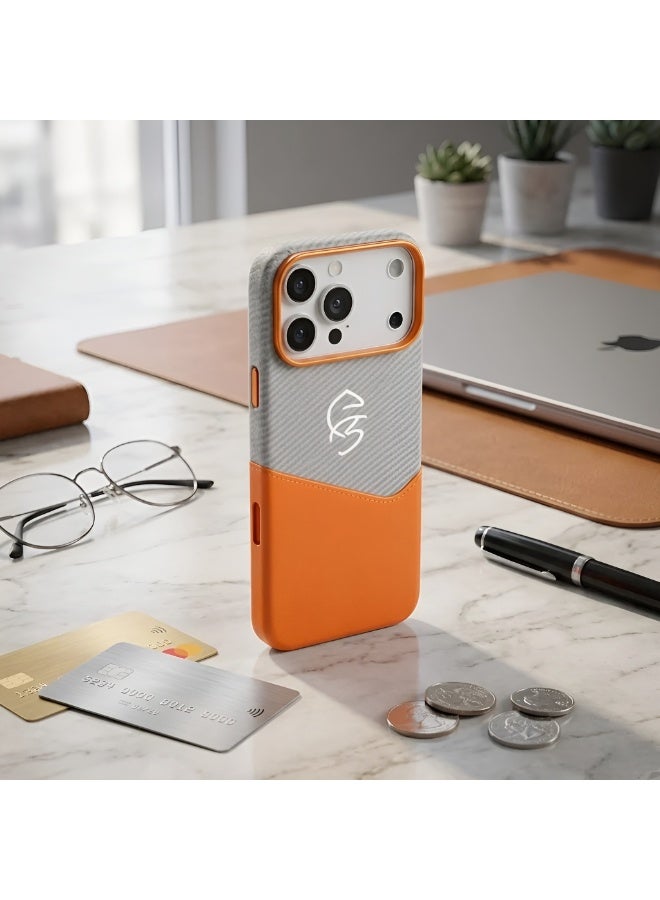 بورتوني غطاء iPhone 17 Pro Max بتقنية MagSafe، مصنوع من القماش والجلد مع حامل للبطاقات؛ غطاء خلفي فاخر ومغناطيسي لحماية iPhone 17 Pro Max (مقاس 6.9 بوصة). - Image 3