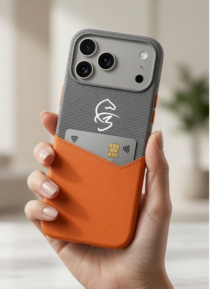بورتوني غطاء iPhone 17 Pro Max بتقنية MagSafe، مصنوع من القماش والجلد مع حامل للبطاقات؛ غطاء خلفي فاخر ومغناطيسي لحماية iPhone 17 Pro Max (مقاس 6.9 بوصة). - Image 4