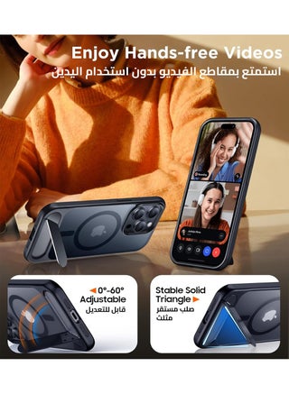 جراب لموبايل ايفون 14 برو ماكس من، متوافق مع ماج سيف، غطاء مغناطيسي مع حامل غير مرئي، جراب حماية ضد الصدمات، جراب خلفي بمسند غير لامع لموبايل ابل 14 برو ماكس 6.7 انش (2022) (اسود) - view 3