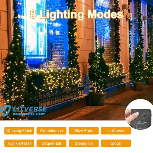 LITVERSE Solar String Fairy Lights inbuilt 1200 mAh Battery | 24 Meter 240 LED Waterproof Ip65 Copper Wire with 8 Mode, Sturdy Quality | Outdoor Garden Christmas Tree, Diwali Lights Home Decoration - Image 5
