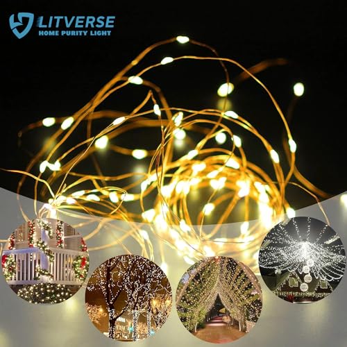 LITVERSE Solar String Fairy Lights inbuilt 1200 mAh Battery | 24 Meter 240 LED Waterproof Ip65 Copper Wire with 8 Mode, Sturdy Quality | Outdoor Garden Christmas Tree, Diwali Lights Home Decoration - Image 3
