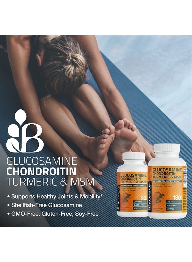 Bronson Glucosamine Chondroitin Turmeric & MSM Advanced Joint & Cartilage Formula, Supports Healthy Joints, Mobility & Cartilage - Non-GMO, 180 Capsules - Image 4