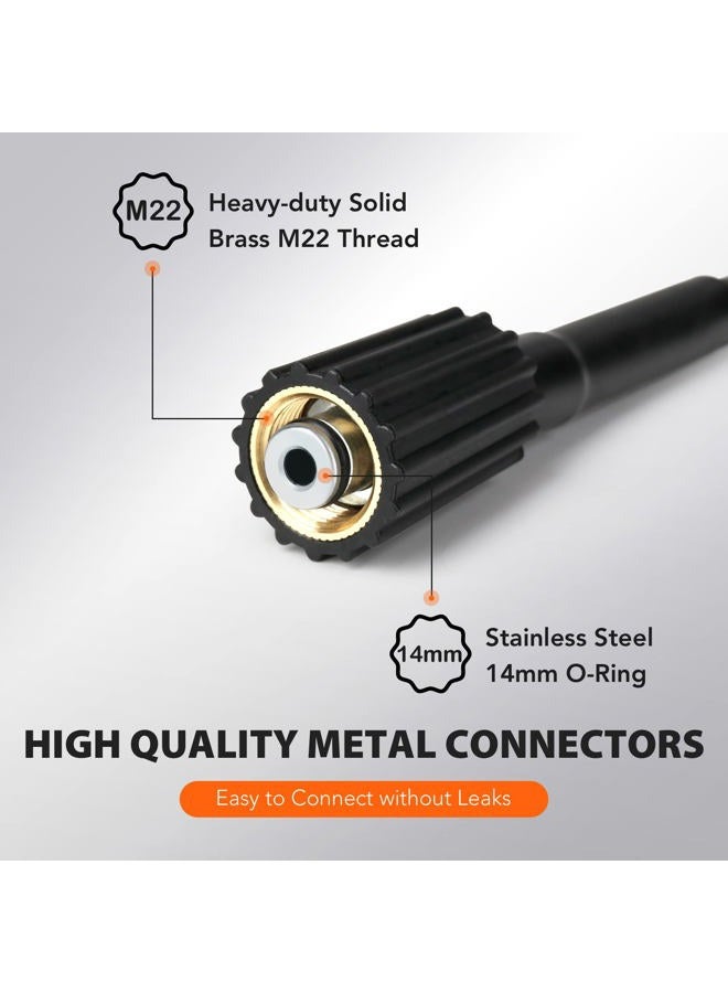 Corretic Pressure Washer Hose 3200 PSI 25 FT x 1/4 Inch, Flexible Power Washers Hose Replacement, M22-14mm Brass Thread - Image 5