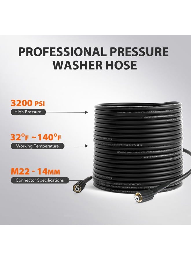 Corretic Pressure Washer Hose 3200 PSI 25 FT x 1/4 Inch, Flexible Power Washers Hose Replacement, M22-14mm Brass Thread - Image 3
