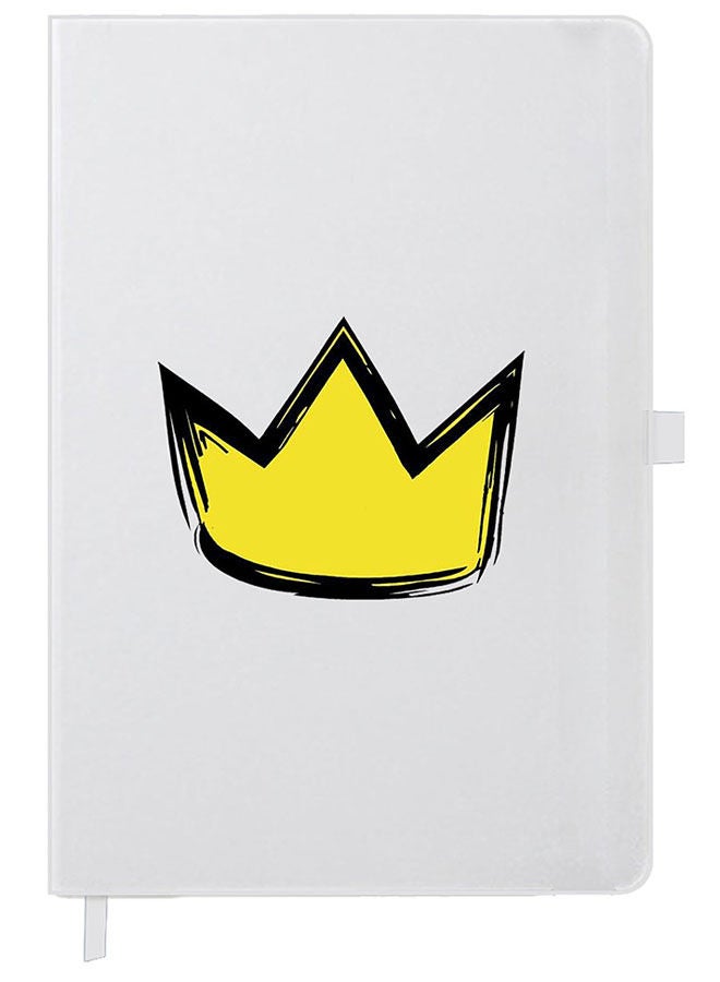 Theodor Designer A5 Thick White Hardcover Notebook Yellow Crown - Image 1