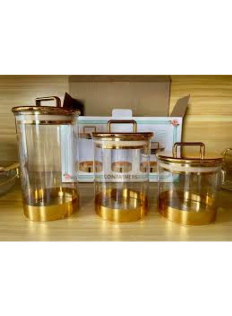 A very chic 3-in-1 jar set consisting of 3 jars of different sizes. Plain acrylic jars with a gold base will impress your guests and are a masterpiece in the coffee corner. They can be used to store tea, sugar, and coffee, as well as candy and nuts, legumes, and pasta. They have a very tight gold-capped lid. A high-quality imported product. A very valuable gift. - Image 4