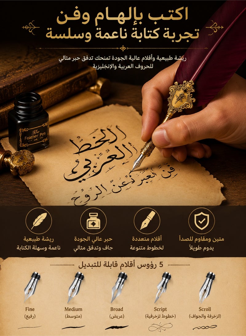 Merrystick Calligraphy Pen Set - Deluxe Feather Quill Pen Set for Beginners, Complete Calligraphy Kit with Natural Feather and High-Grade Materials, Ideal Gift for , Birthdays, Weddings - Image 3