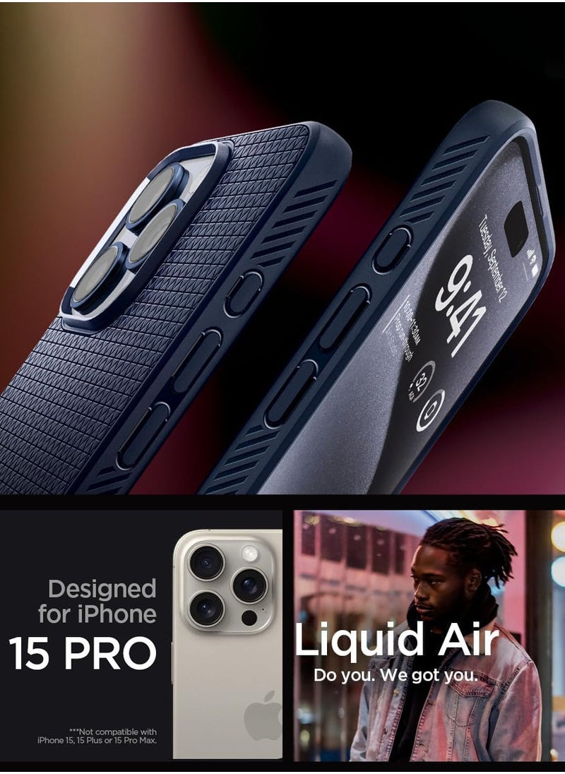 Spigen - Liquid Air for iPhone 15 Pro Case Cover - Navy Blue - Image 1