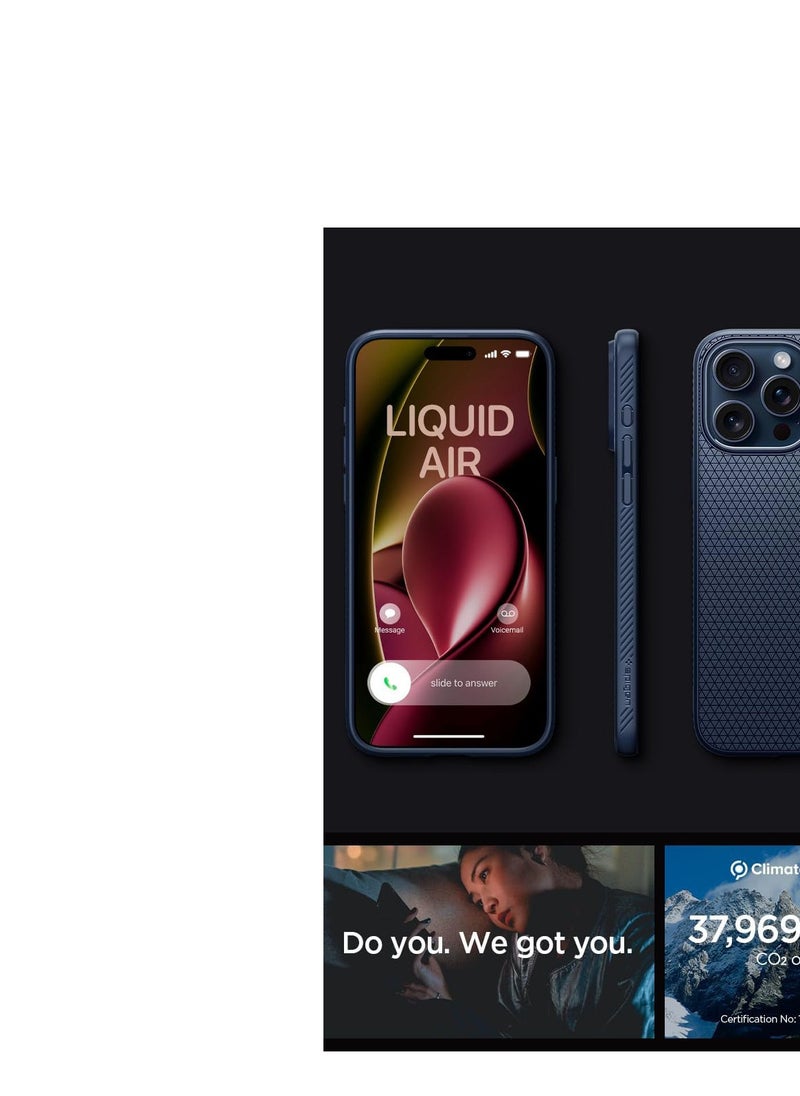 Spigen - Liquid Air for iPhone 15 Pro Case Cover - Navy Blue - Image 1