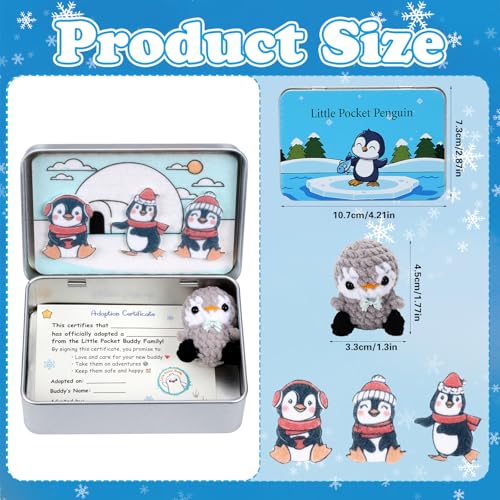JULEASEL Little Pocket Penguin Mini pengy in a Tin Box Travel Buddy Cute Penguin Collectible for Winter Decor Friendship Thoughtful Gifts - Image 5