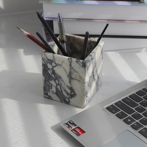 Natust Genuine Calacatta Viola Marble Toothbrush Holders for Bathroom, Natural Marble Makeup Brush Holder Countertop Organizer - Image 4