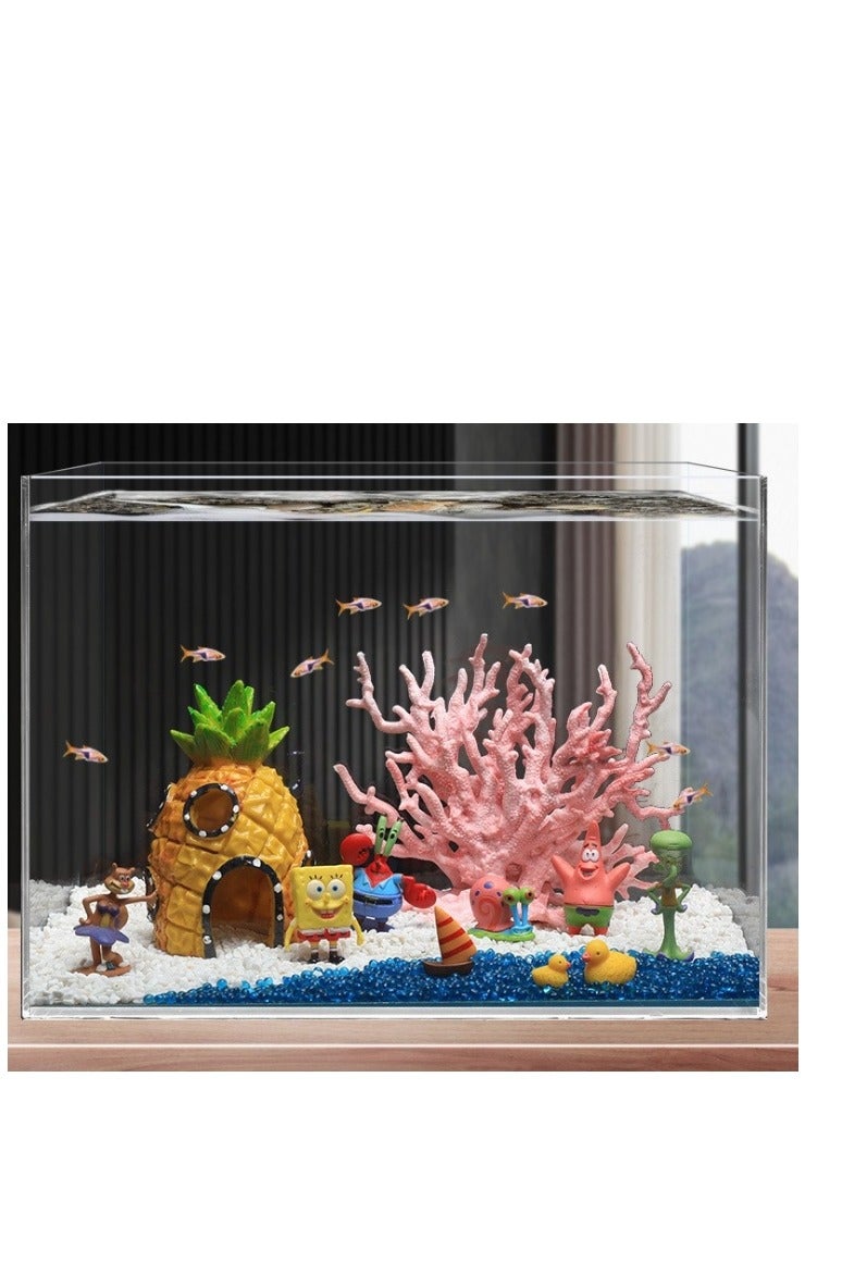 الواحة-TH 3 قطع من زينة حوض السمك الكرتونية اللطيفة، وزينة حديقة المنزل، وقطعة واحدة من مزيل نفايات تنظيف حوض السمك - Image 3