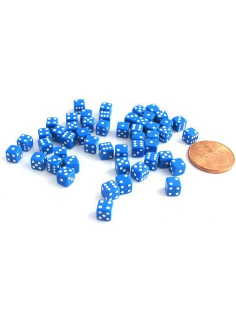 Koplow Games 50 Six Sided D6 5mm .197 Inch Die Small Tiny Mini Miniature Blue Dice - Image 4