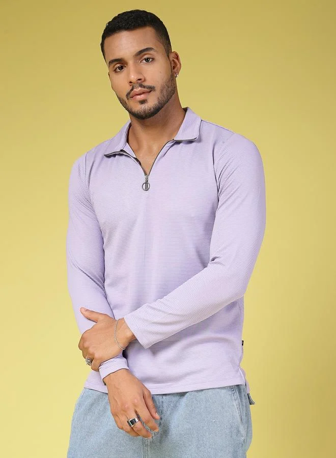 Take Two Men Textured Polo with Quarter Zip