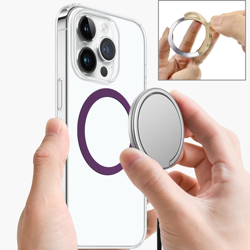 TENOC Universal Metal Ring Sticker for Magnetic Charger Compatible with iPhone/Samsung/Android All Cellphones, Magnetic Mount/Phone Holder Conversion Accessories, 3Pcs, Purple - Image 3